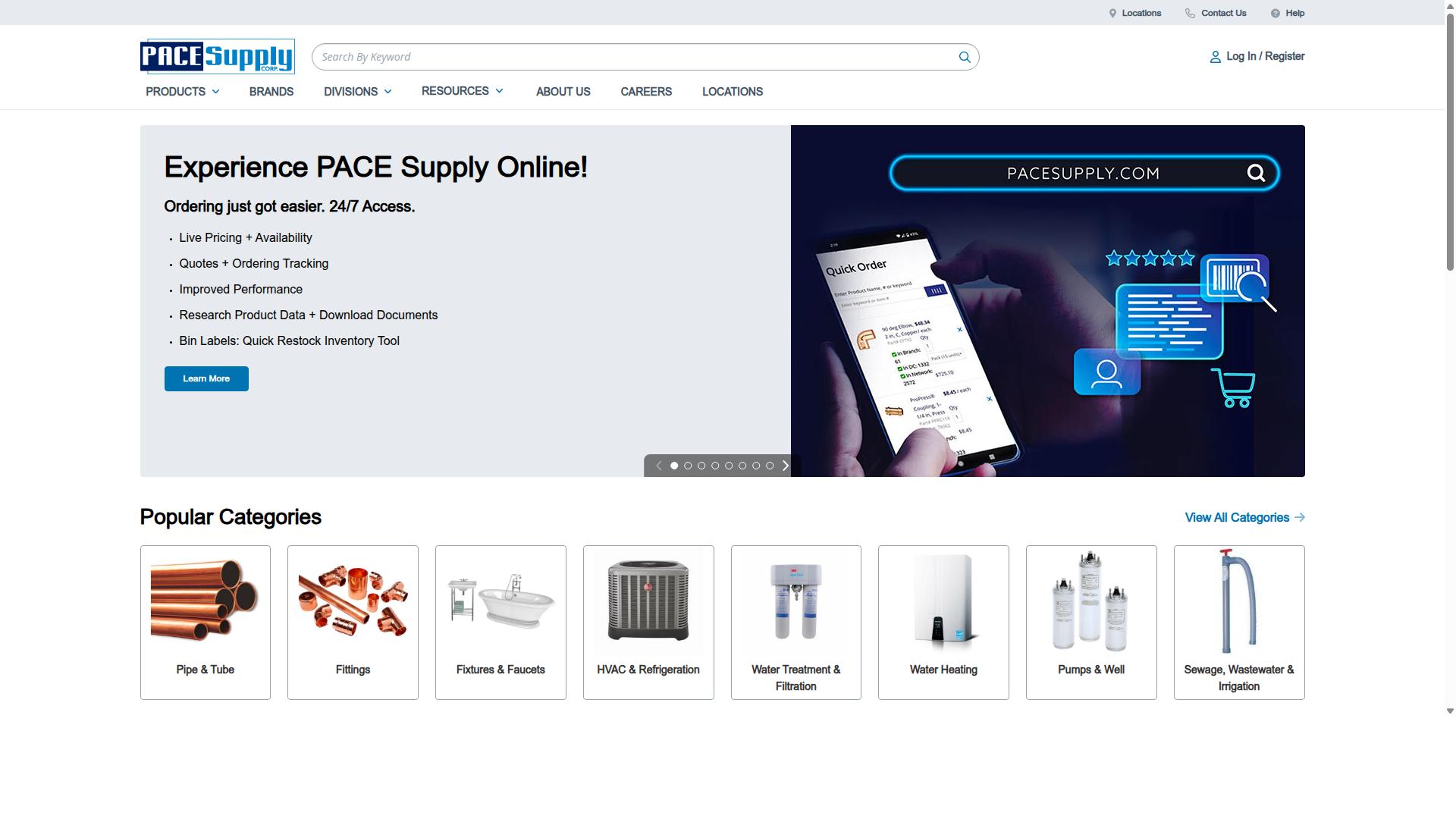 PACE Supply website